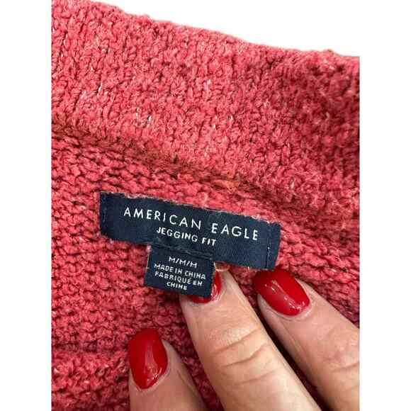 American Eagle Outfitters Red Henley Pullover Sweater Size Medium - Picture 3 of 7